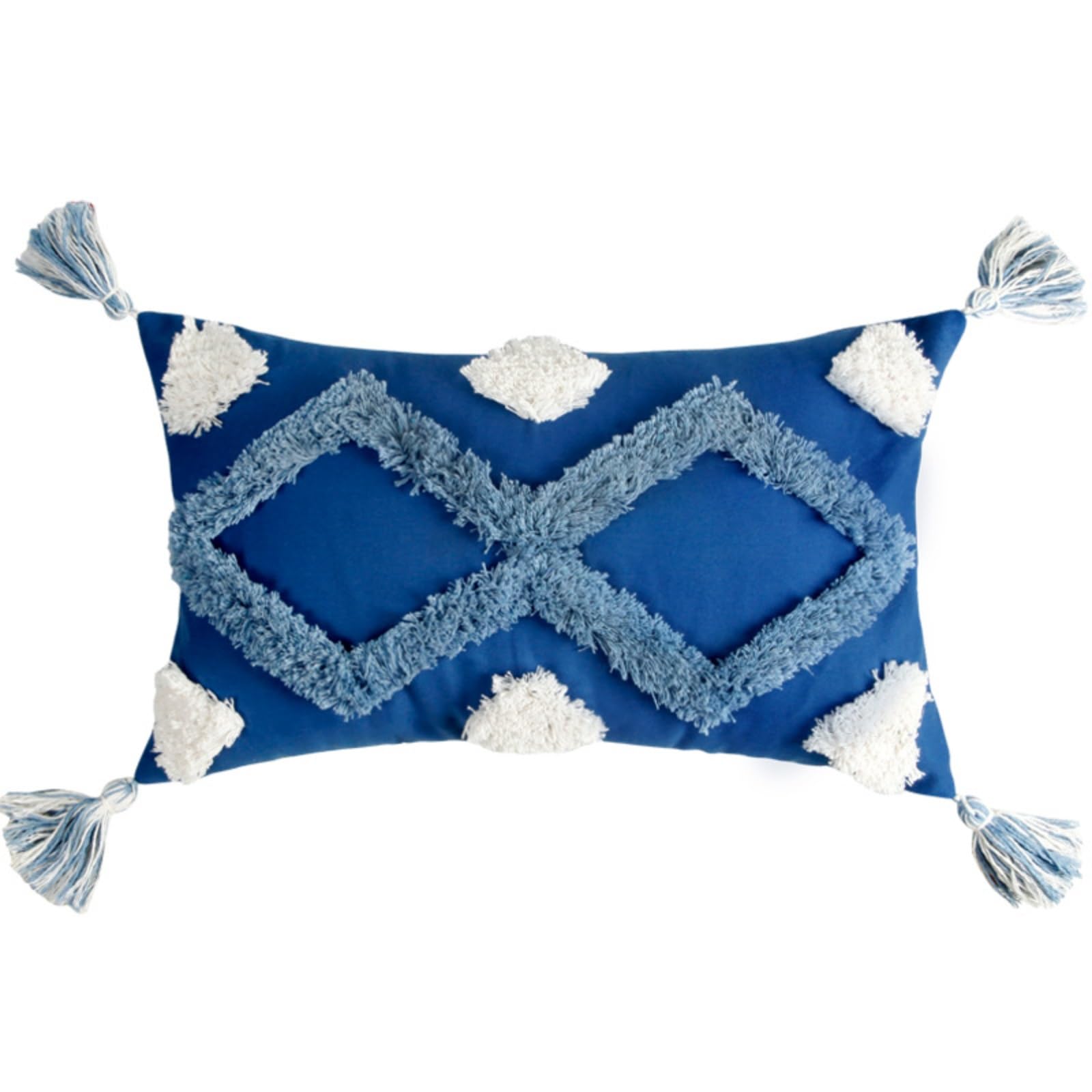 Housse de coussin décorative bleue pour un salon style hôtel cosy