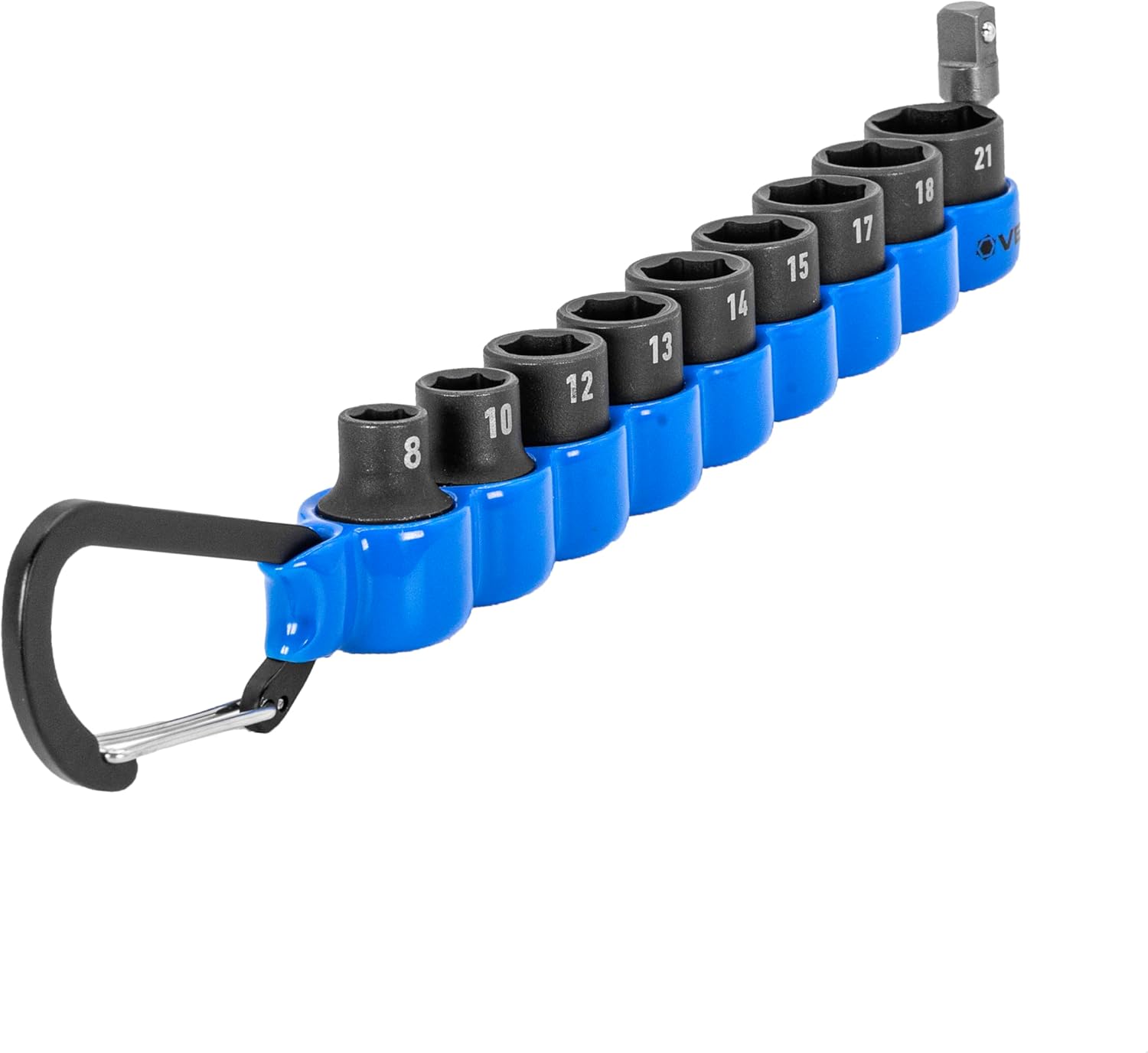 VEGA 3/8 Socket Set Metric - Mechanics Tool Set Impact Grade Socket and Socket Adapter. Includes Holder and Carabiner (10pc)