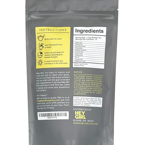 Miniatura 3 de Hey Girl Energy Bundle - Té potenciador de energía y vitalidad para mujeres más cápsulas de polvo de raíz de ashwagandha - Aumenta la energía para