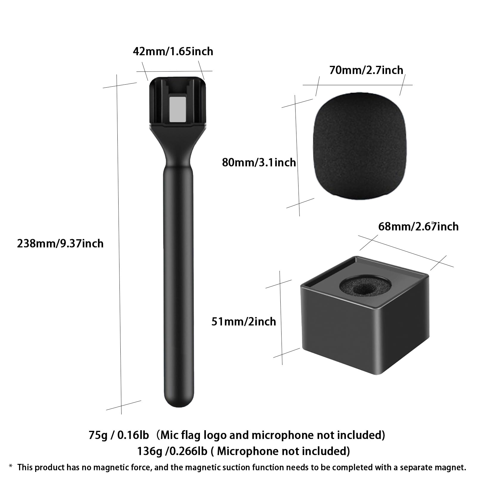 Magnético Supporto per DJI Mic 3/Mini/1/2/Rode Wireless GO II/Insta360 X5 Air Manico Rig Mic Flag Intervista Lavalier Microfono Wireless Adattatore Supporto Portatile per Hollyland Lark M1/per Synco