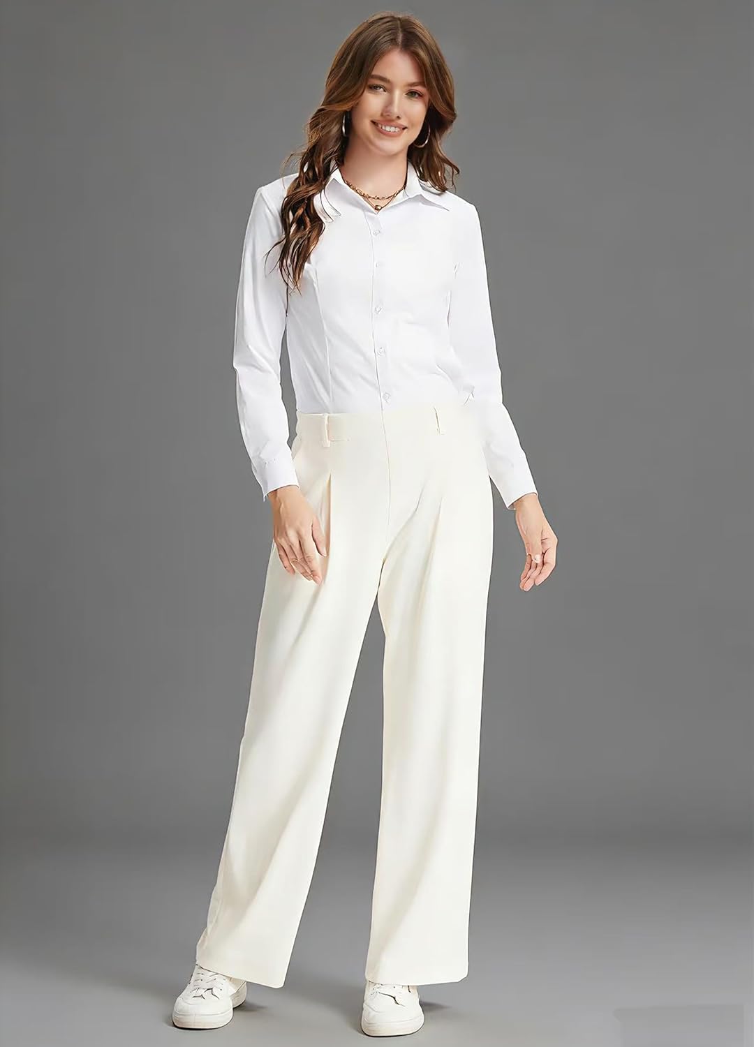 ZTN Wide Leg Pants Woman Stretchy Work Dress Pants Women Pull on Business Casual Slacks Trousers 28"/30" - Image 4