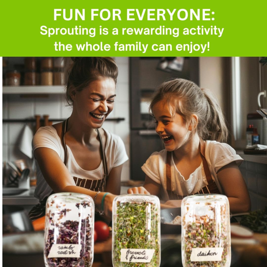 ZESTIGREENS Stainless Steel Seed Sprouter Kit Alfalfa, Mung Bean, Broccoli, Clover, Daikon Radish Sprouting Seeds, 100% Organic, Non-GMO, Made in USA