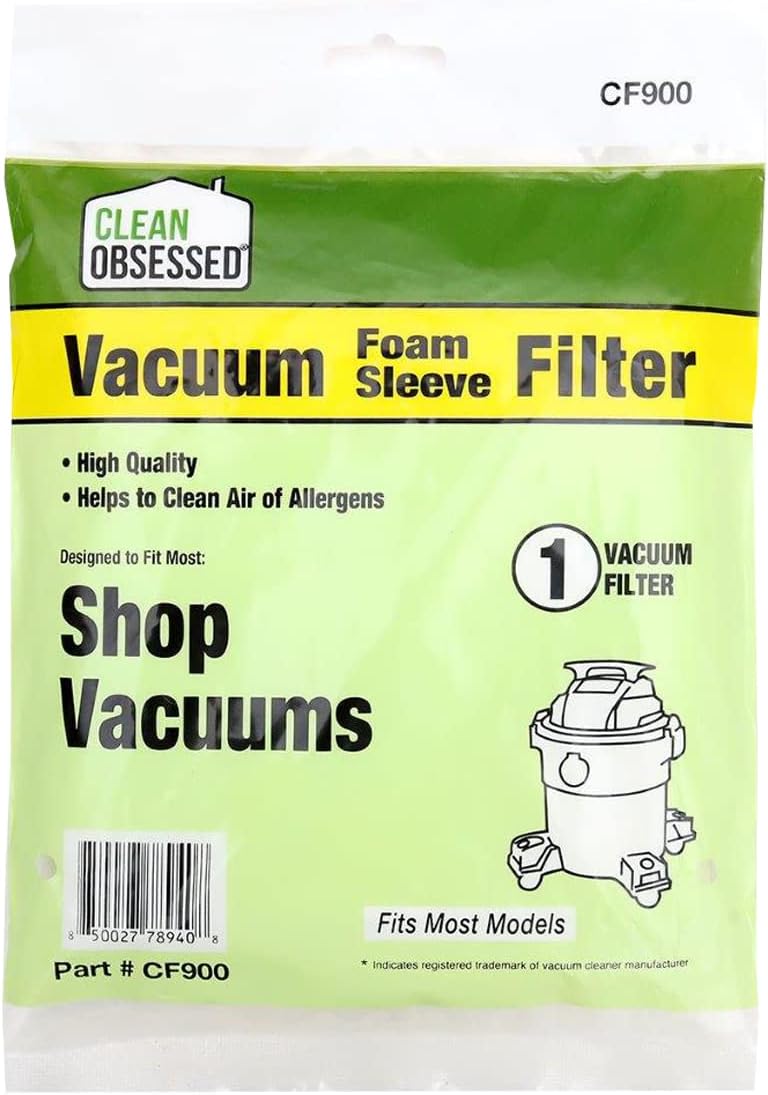 Clean Obsessed Replacement Foam Sleeve Filter for Most Shop Vacuums