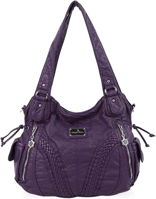 NICOLE & DORIS Woman Shoulder Bag Casual Crossbody Bag Shopper Soft PU Leather Handbag for Ladies Fashion Hobo Bag Large Capacity Tote Bag Purple