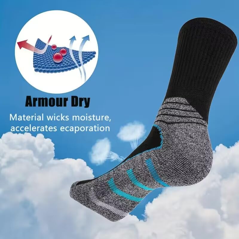 5 Pairs Men's Compression Athletic Socks Arch Support Cshioned Outdoor Work Sports Crew Socks for Men3