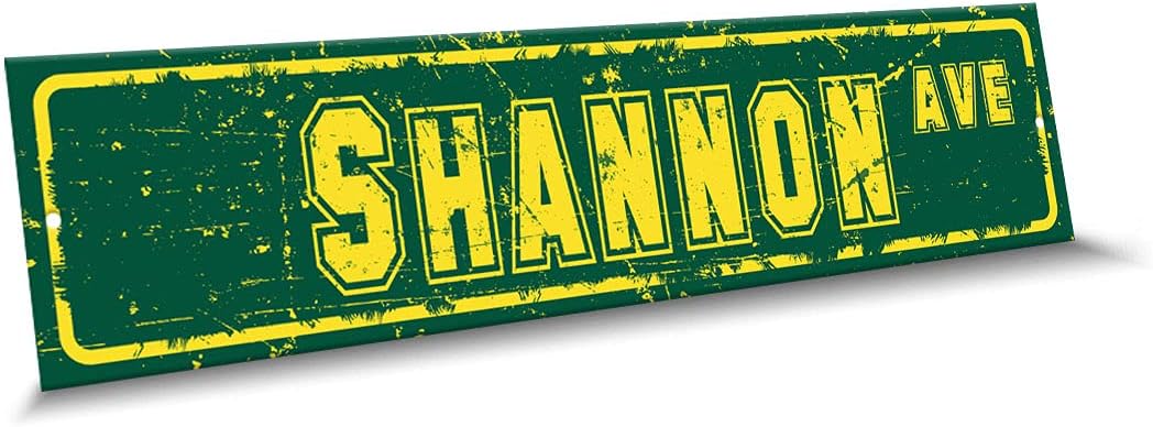 SHANNON Name Green Yellow Color Street Sign, 4"x 18" Aluminum Metal Novelty Sign, Indoor - Outdoor, Design m91