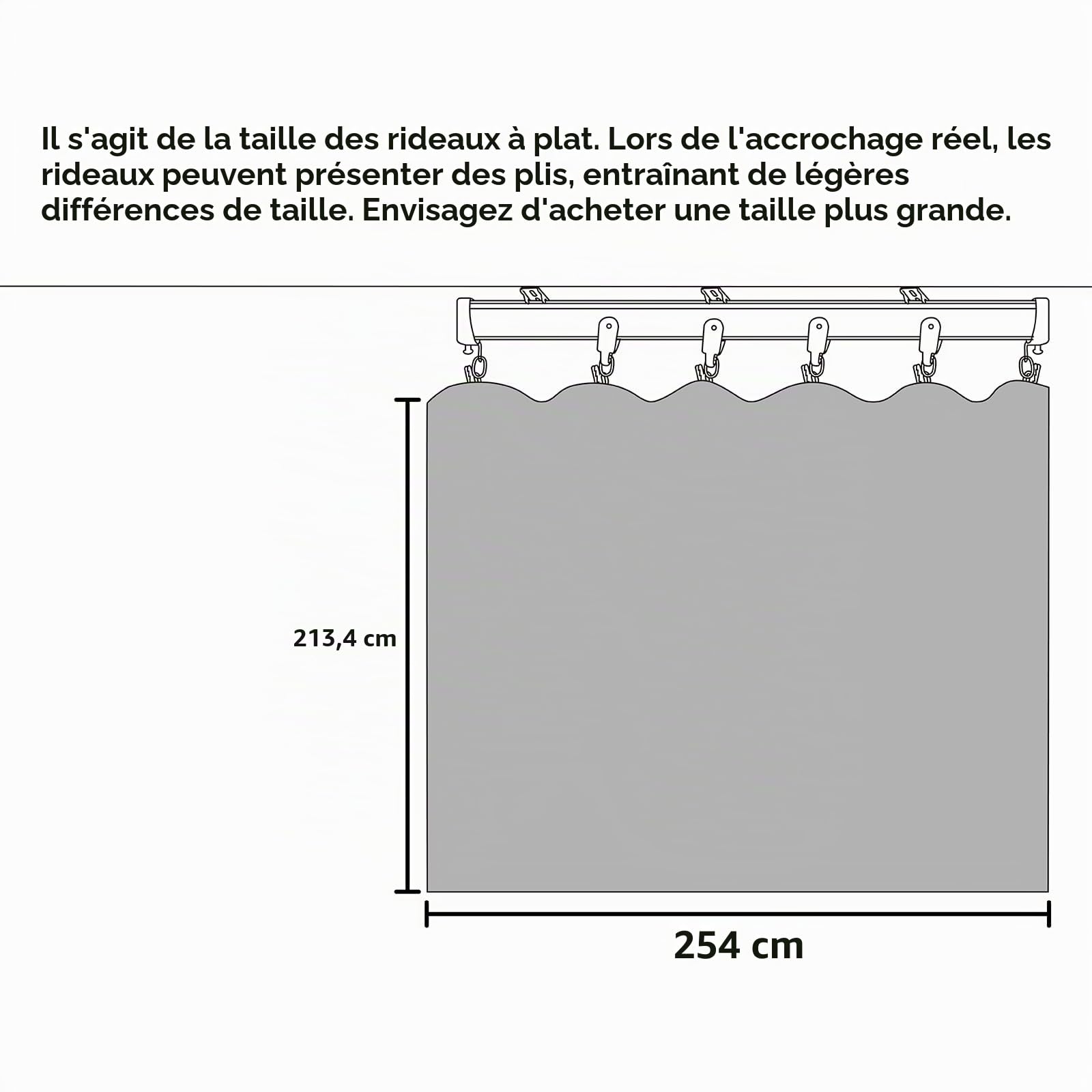 Rideaux de séparation de pièce avec rails flexibles pour montage au plafond, rideaux d’intimité occultants pour salon, chambre à coucher, 254 x 233 cm (l x H), rideau beige et rail noir