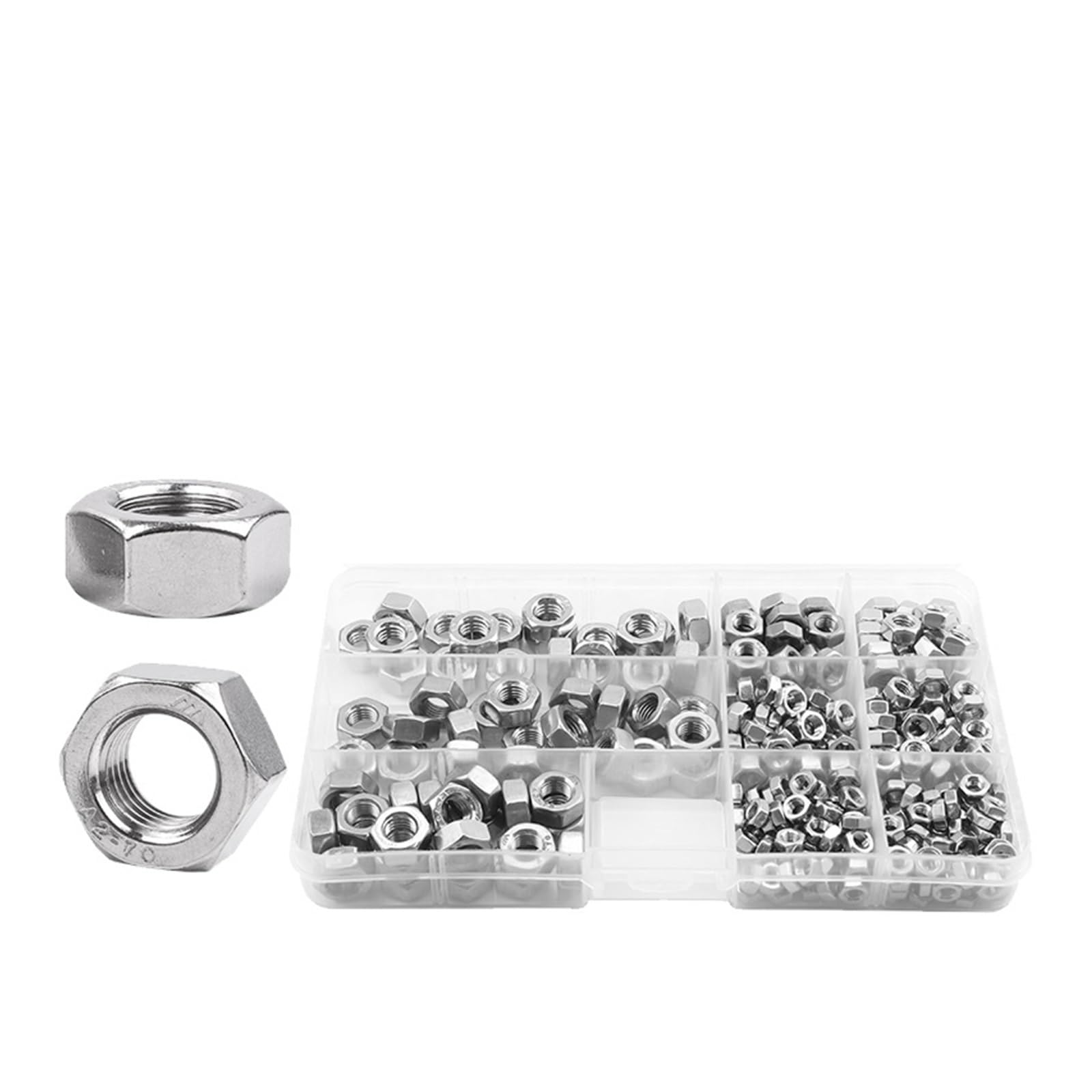 90-teiliges 300-teiliges Sechskantmuttern-Sortiment aus Edelstahl mit metrischem Feingewinde(M4-M8 300pcs)
