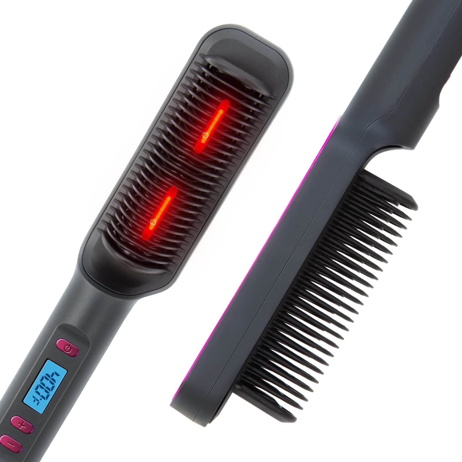 Ombsyej Hair Straightener Comb, Hair Straightener Brush Straightening Comb 30s Fast Heating for Women with 16 Temp Settings, Anti-Scald & Auto-Off Safe for Women