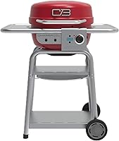 Char-Broil Bistro Pro 3-in-1 Dual Fuel Electric Grill Griddle & Charcoal BBQ, Red - 650°F Max, Compact 320 sq in