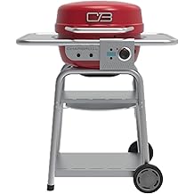 Charbroil 3-in-1 Dual Fuel Outdoor Bistro Pro Electric Grill &amp; Griddle + Charcoal Mode BBQ, Red - 25302146