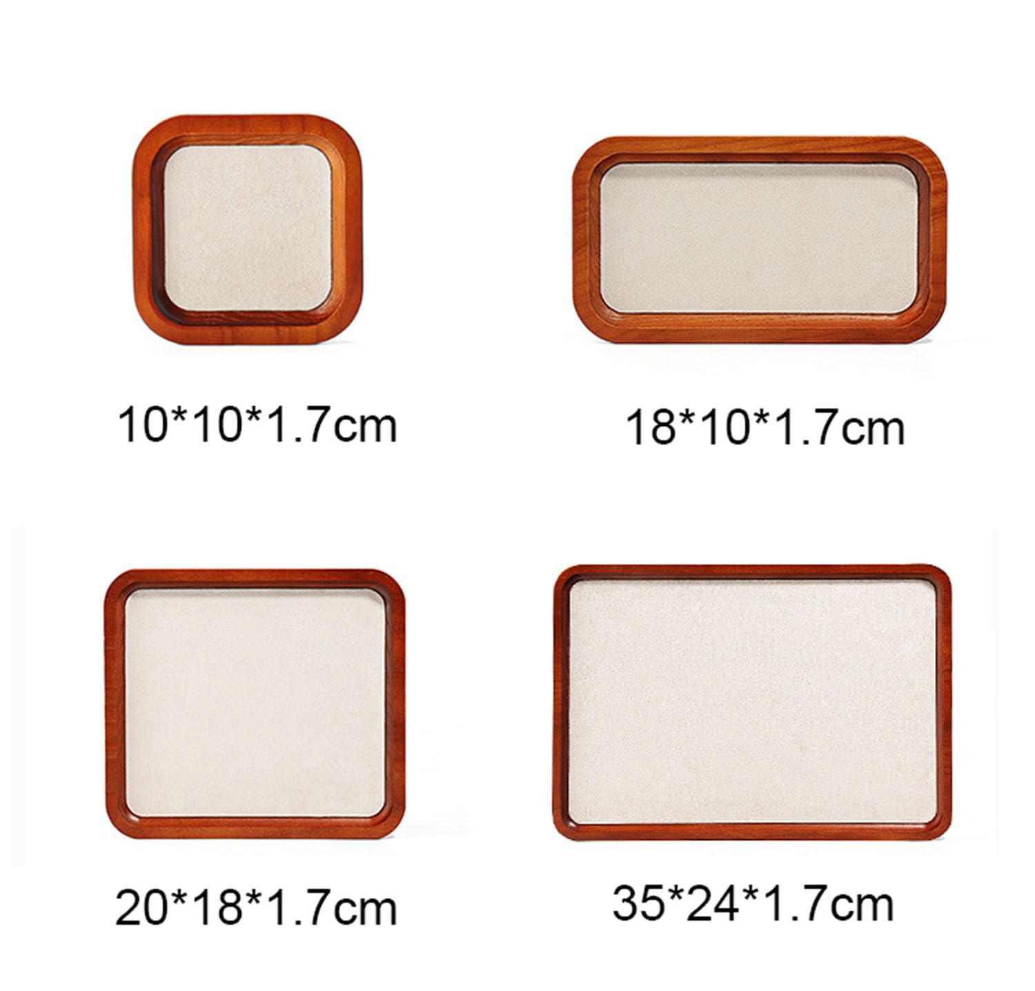 Ensemble de 4 plateaux rangement bijoux, plateau présentation bois massif