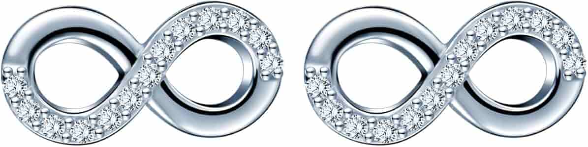 Mini Orecchini da donna in argento 925, orecchini a perno con simbolo dell' infinito, con zirconi, regalo di Natale e compleanno