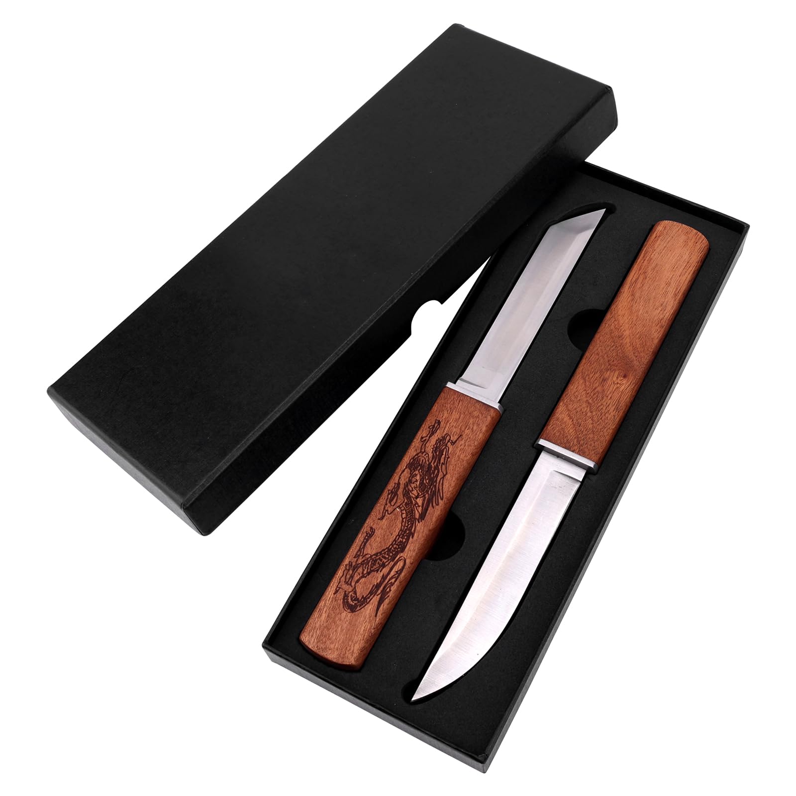 2pcs Dragon and Phoenixs Double Blades Knife, Stainless Steel