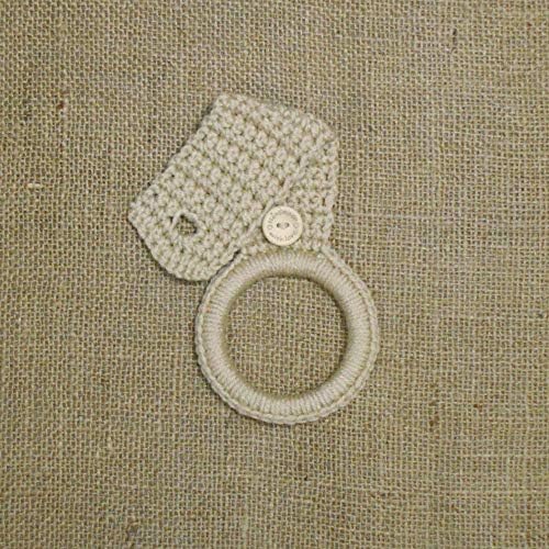 Crochet Hanging Kitchen Dish Towel Holder (Tan)