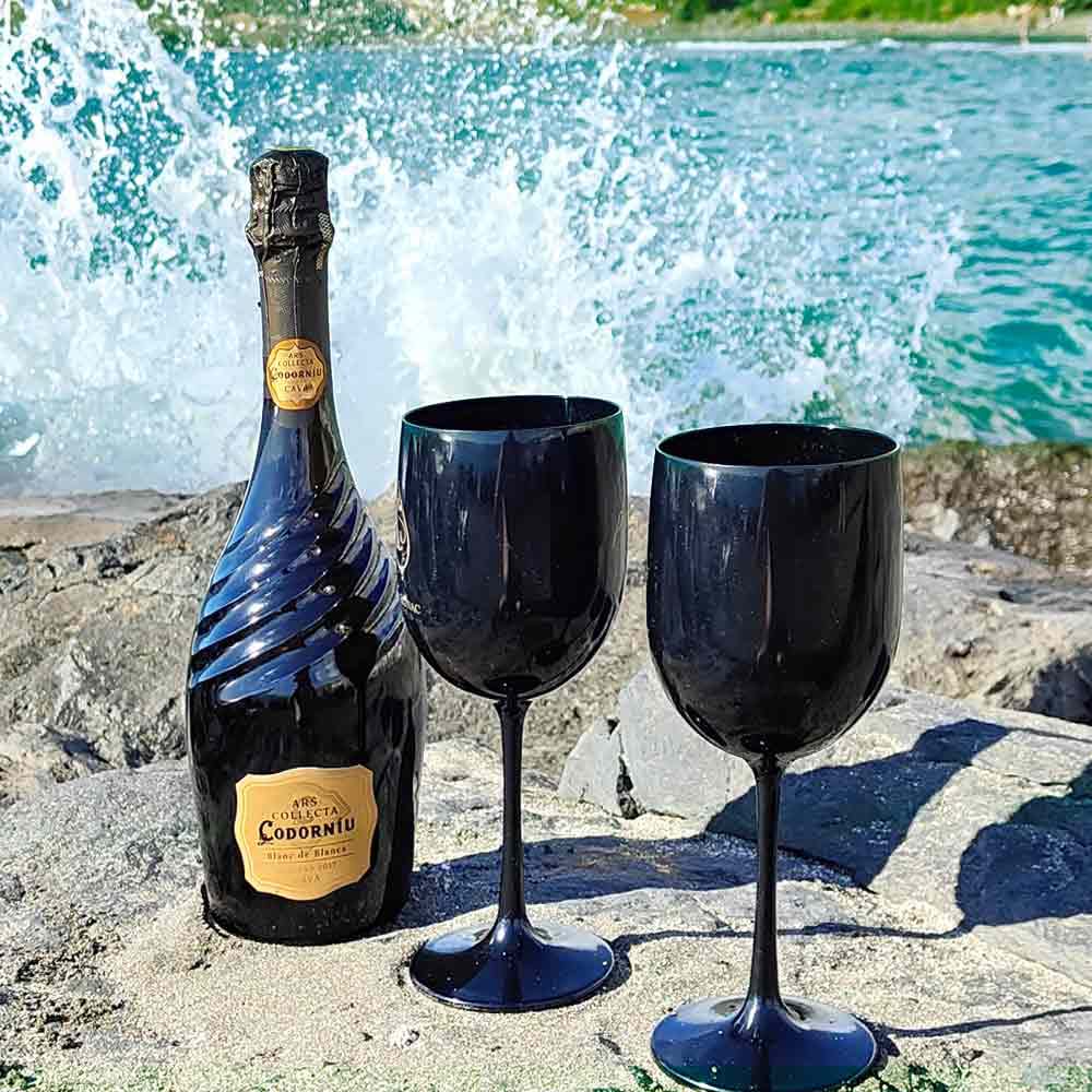 Weinglas aus Kunststoff Weinbecher Plastik Weißweinglas Rotweinglas Schwarz 48 cl. Set 6 Stück