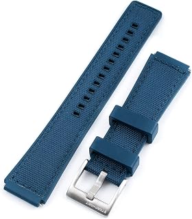 Watch Band for Q Timex Replacement Strap fits 36mm, 38mm, 40mm, M79, GMT, Chronograph - TQ18 Quick Release Sailcloth and FKM Rubber Hybrid 18mm
