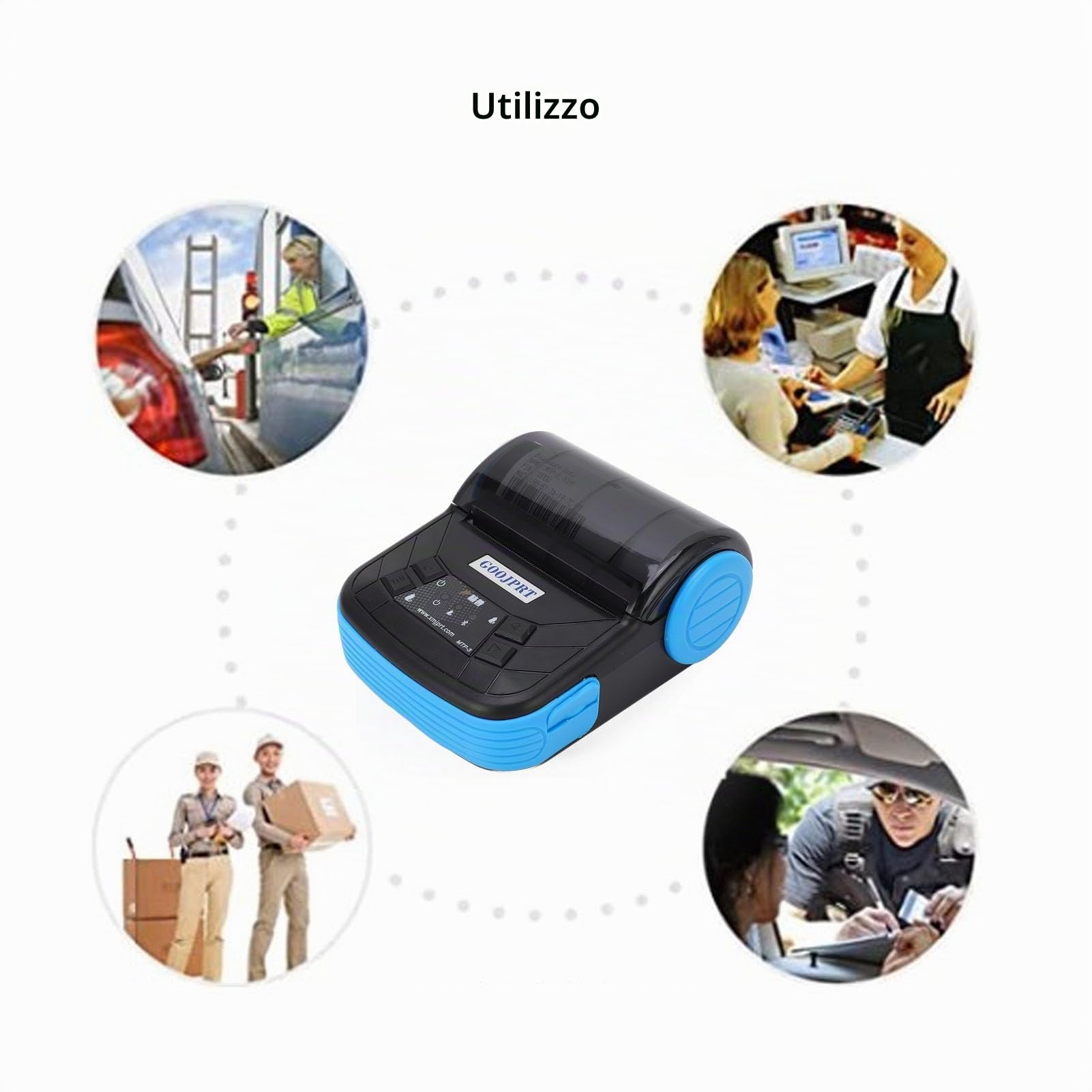 Stampante Termica Portatile 80 mm con Connessione Wireless e Bluetooth per Ricevute – Ampia Compatibilità con Sistemi POS Ideale per Ufficio Casa e Viaggi d’Affari a Basso Rumore