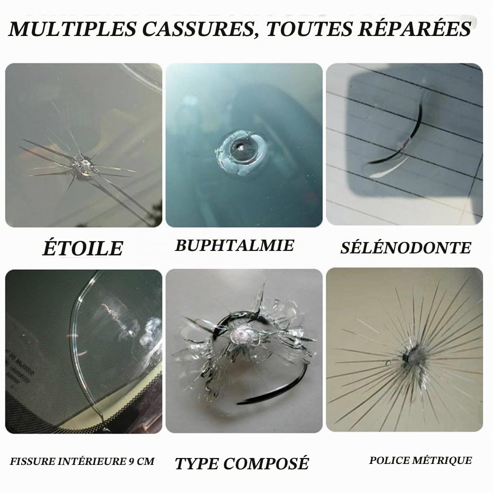 Kit de réparation de pare-brise avant de voiture, outils de réparation de fissures de verre professionnels, boîte à outils pour réparer toutes les fissures d’impact en acier inoxydable avec pompe à