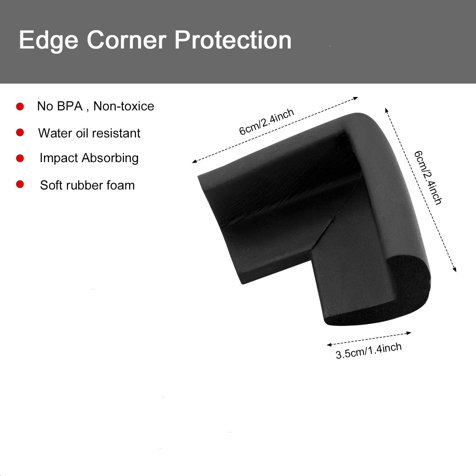 Table Corner Protectors, 10 Pack Foam Corner Cushion Protector, Edge Corner Guards for Baby (Black) - Image 2