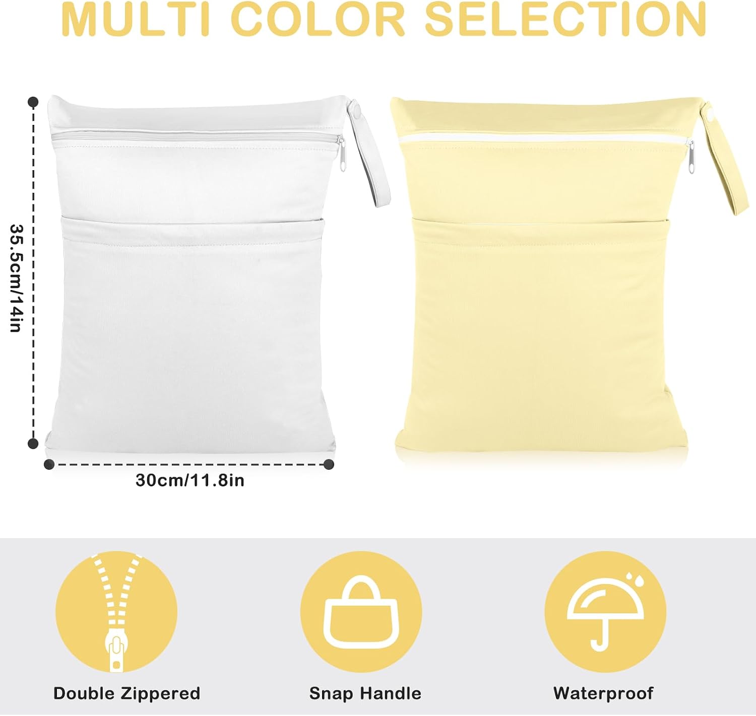 Angel Love Wet Bags, 2 Pack Baby Cloth Diaper Wet/Dry Bags with Two Zippered Pockets, Travel, Beach, Pool, Gym Bag for Swimsuits or Wet Clothes, Waterproof Washable Reusable, L210211