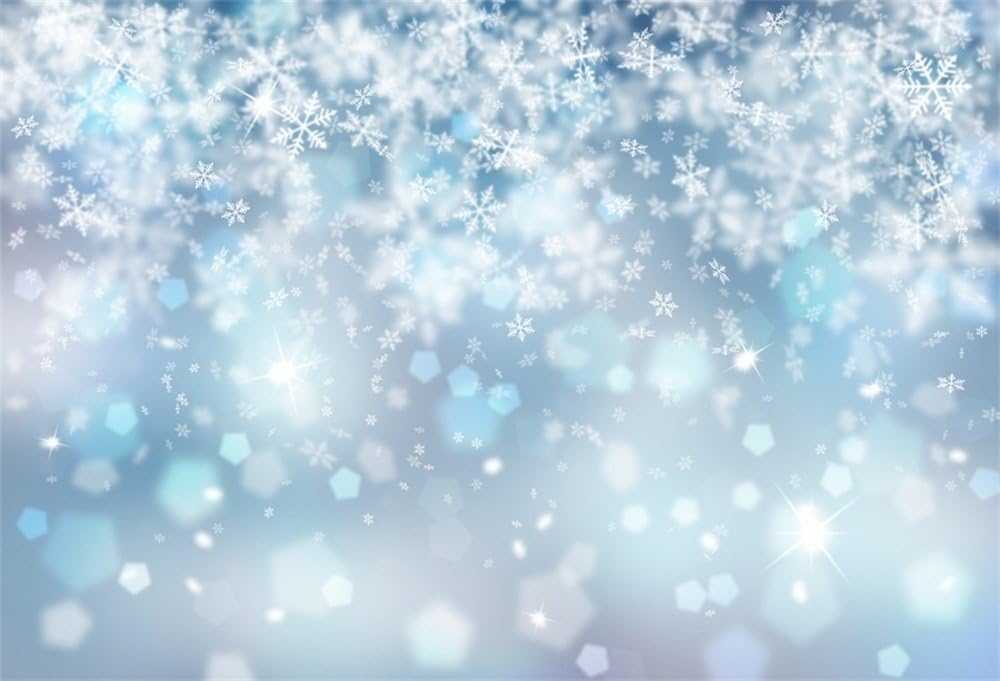 10x8ft Falling Snowflake Portrait Backdrops for Photography Winter Ice Snow Flakes Photo Shoot Newborn Kids Baby Adults Wedding Photo Background Vinyl Photo Booth Props