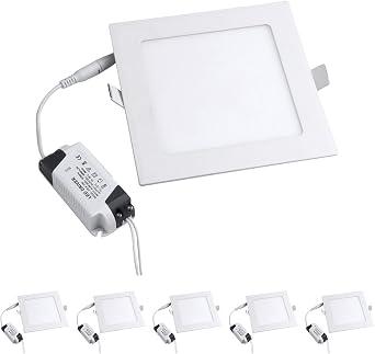 5 Pack 3W LED Panel Light Lamp, Square LED Recessed Downlight Panel Ceiling Lighting with LED Driver, AC85-265V, Hole Size 75MM 3W, Warm White
