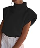 Women's Cap Sleeve Sweater Vest Mock Neck Knit Pullover Tank Shirt 2025 Trendy Spring Summer Sleeveless Cute Top
