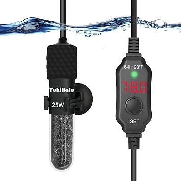 YukiHalu Small Submersible Aquarium Heater, Adjustable Mini Fish Tank Heater 25W 50W 100W 200W 30...