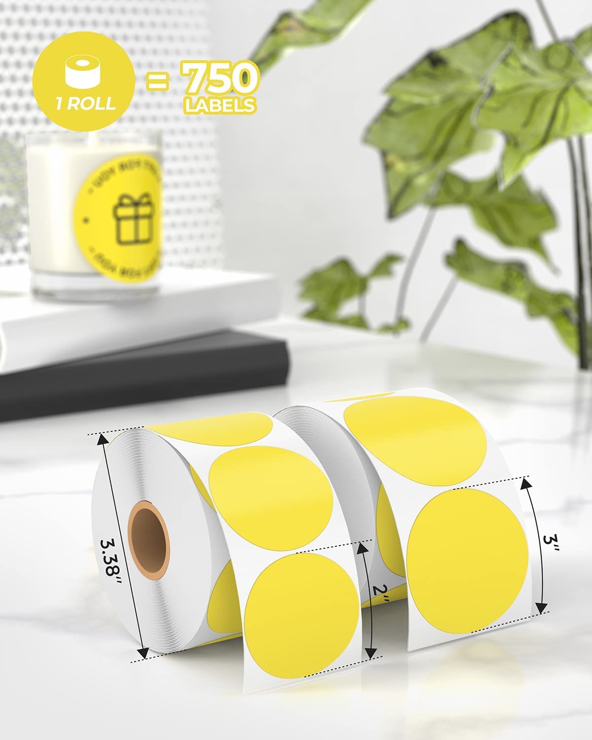 Thermal Printer Labels MUNBYN 76x76mm White Circle Thermal Sticker ...