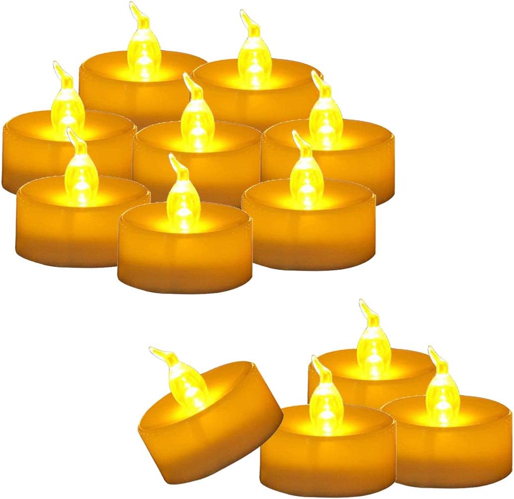 Cozeyat 12pcs Tea Lights Led Timer 6 Hours Battery Operated Mini Candles, Long Lasting Timed Tealights Flickering Yellow for Wedding Reception Christmas Party Holiday Home Kitchen Church Decorations