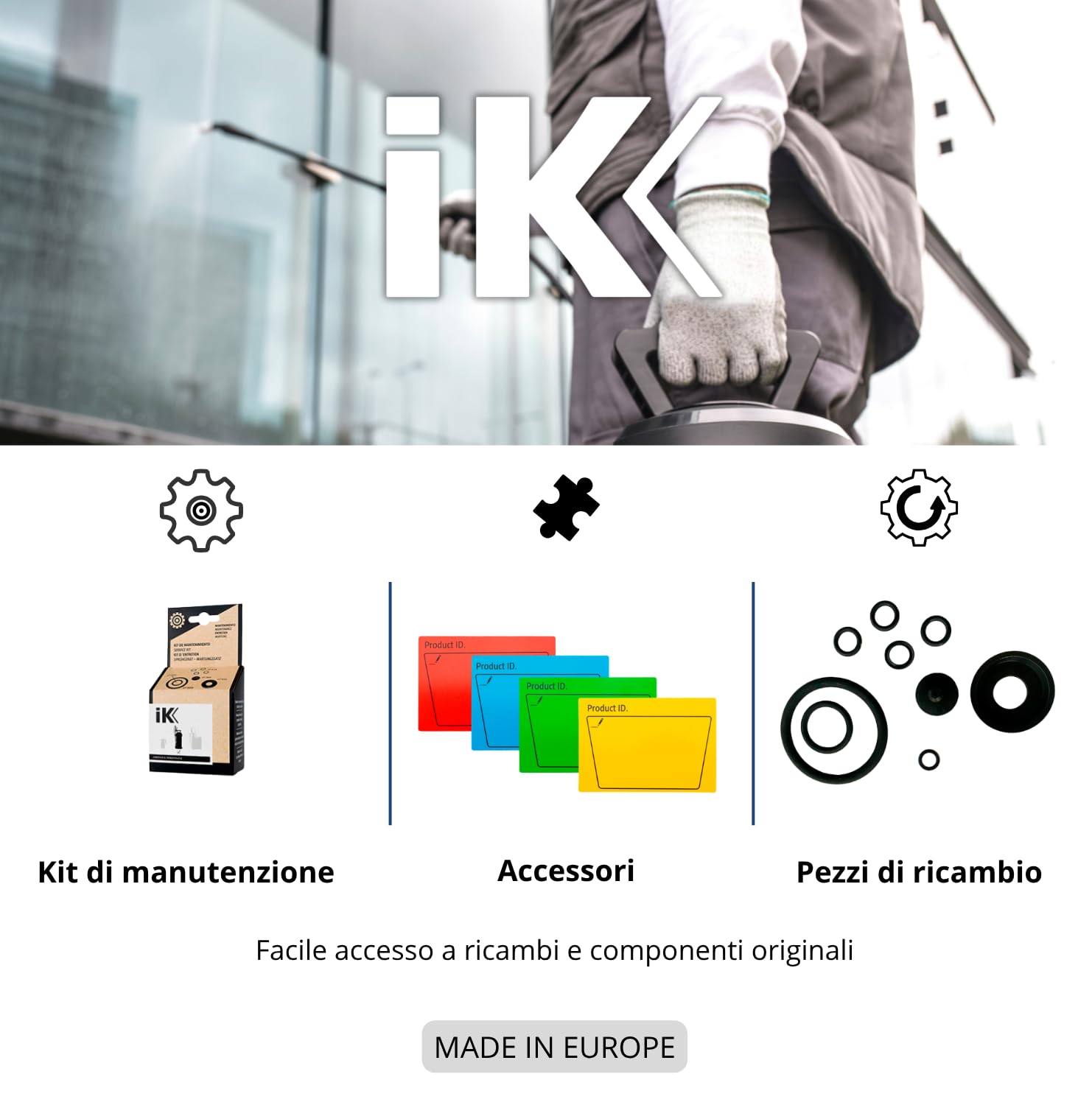 IK Multi Pro 12+ Spruzzatore per Acidi 10 L - Attacco Aria Compressa | Per chimici aggressivi - detailing, pulizia e igiene - maniglia inox - tubo 1,5 m - lancia in fibra di vetro 47 cm