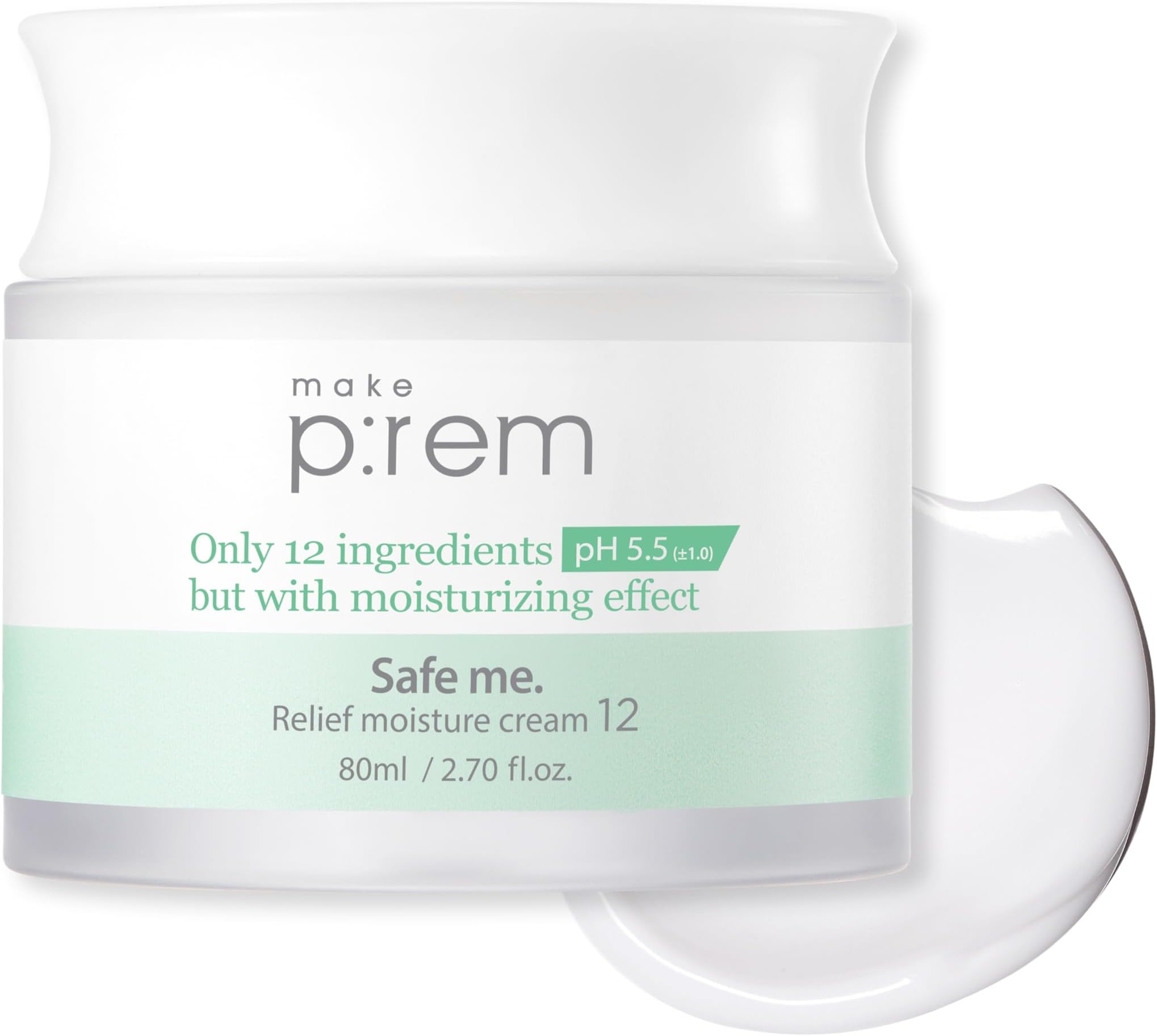 Make Prem Safe Relief Moisture Cream, 12, 2.8 fl oz (80 ml), Large Capacity, Weak Acid, Highly Moisturizing, Improves Roughness, Dry Skin, Sensitive Skin, 12 Ingredients