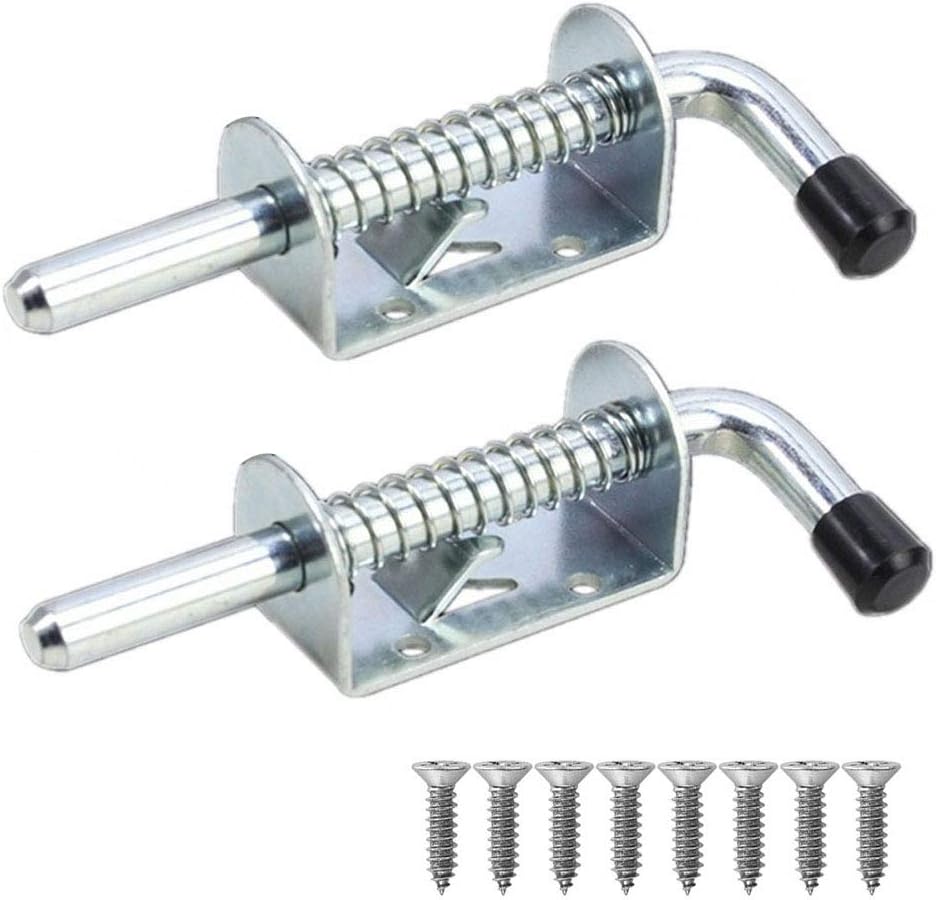 Spring Loaded Latch Pin,2 Pcs Metal Lock Barrel Bolt Spring Loaded Latch 5 Inches Long w Grip Heavy Duty