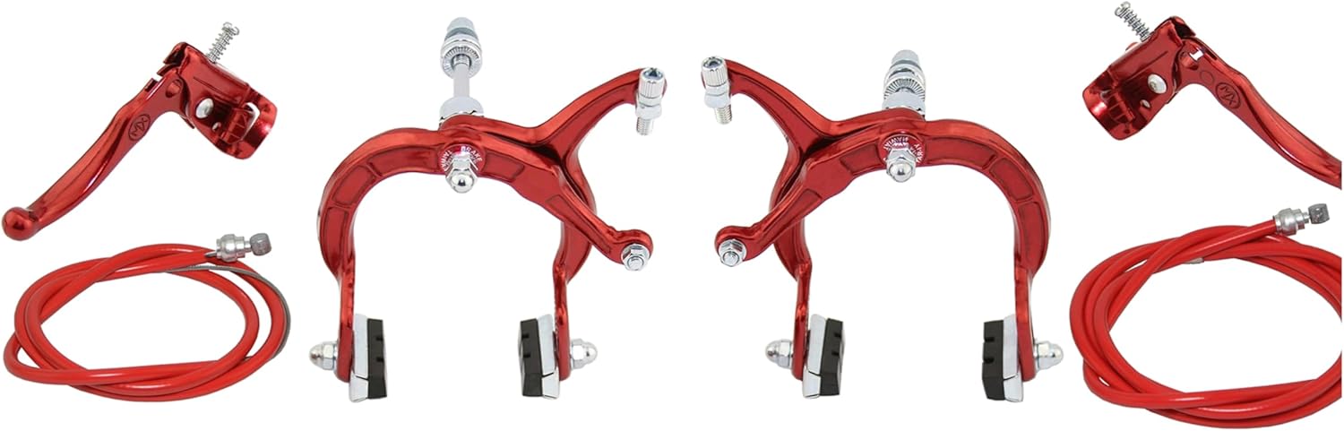 Lowrider Red Alloy Bike Mx Brake Set. Front and Rear Bicycle Brake Set Bike Brake Set