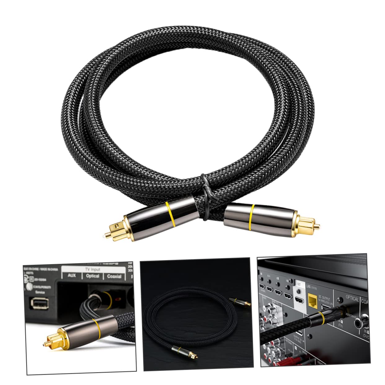 Mikikit Cavo Audio Ottico in Fibra, Nero, Segnale Stabile e Copertura Protettiva, per Soundbar e Console,
