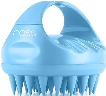 Ross Hair Scalp Manual Massager Shampoo Brush with Soft Silicone Bristles for Anti Dandruff, Exfoliating Care, Blue