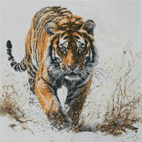 Tiger in Snow Counted Cross Stitch Kits, 14ct 150x150 Stitch,37x37cm Cotton Tiger Counted Cross Stitch Kits