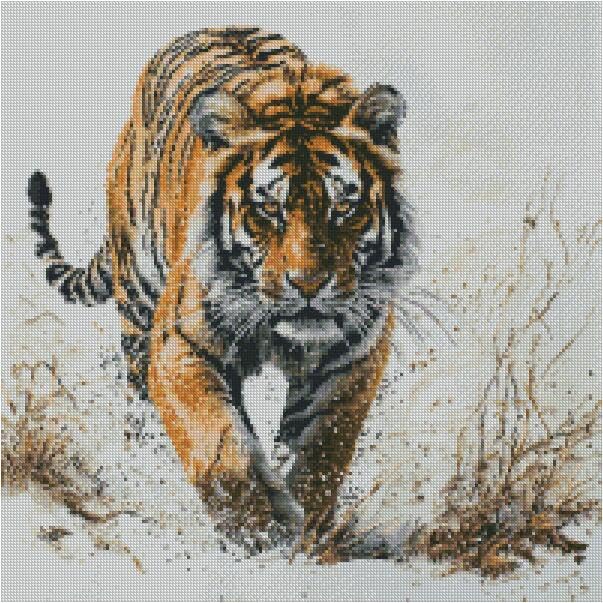 Kit de broderie au point de croix compté Tigre dans la neige 14 CT 37x37cm