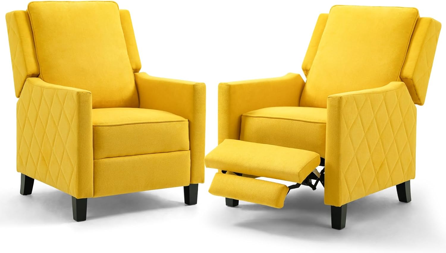 AVAWING 2 Pieces Push Back Recliner Chair, Wingback Chairs with Armrests, Mid-Century Modern Accent Chair for Living Room, Bedroom, Study Room, Polyester, Blue