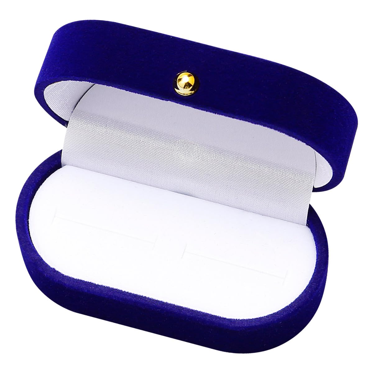 GLADFRESITGLADFRESIT Velvet Ring Box, Oval Double Slots Jewelry Box for Wedding Proposal (Navy Blue)