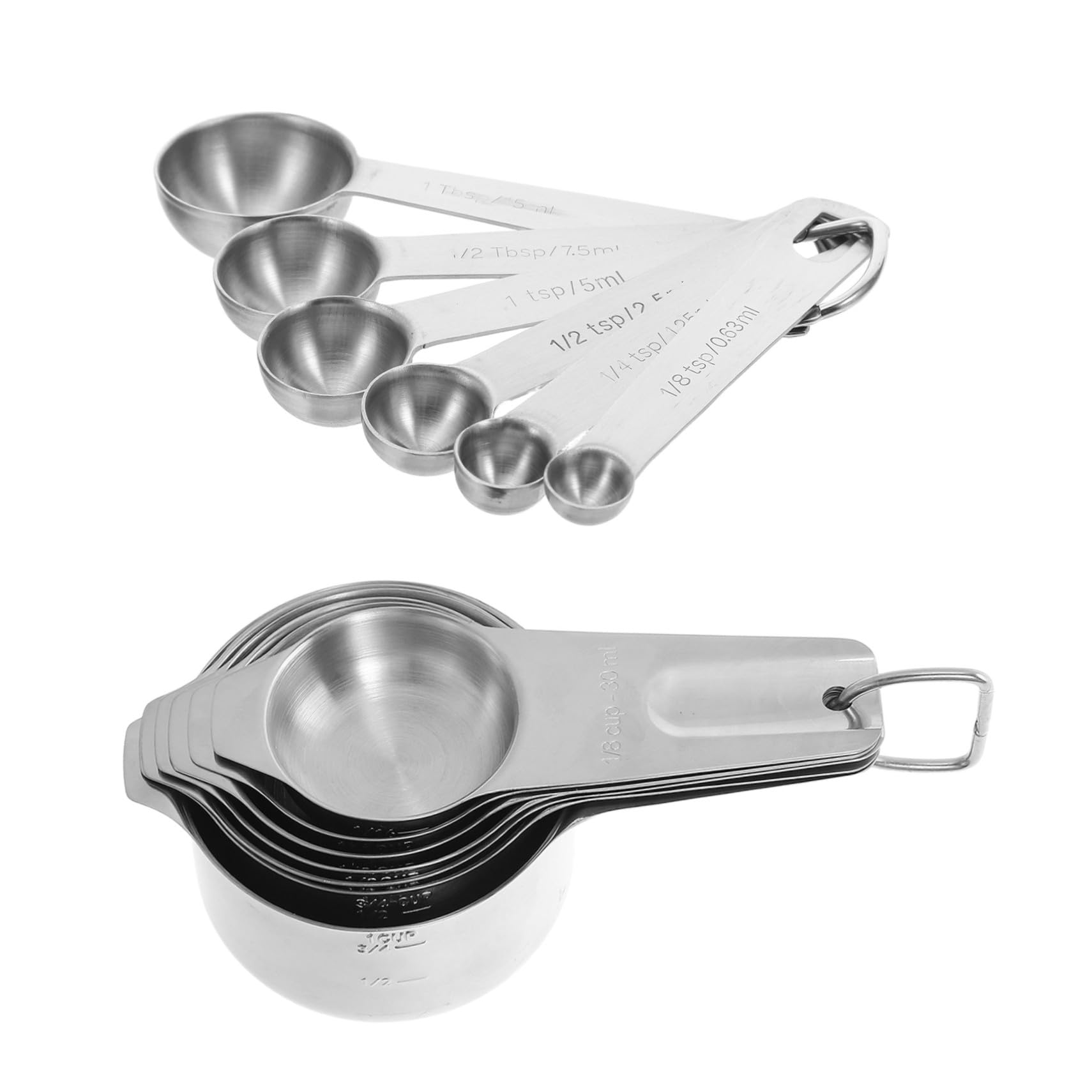Alipis 2 ensembles Lot Tasses et Cuillères à Mesurer Acier Inoxydable Ergonomiques Suspension Outils de Cuisine pour Ingrédients Secs et Humides