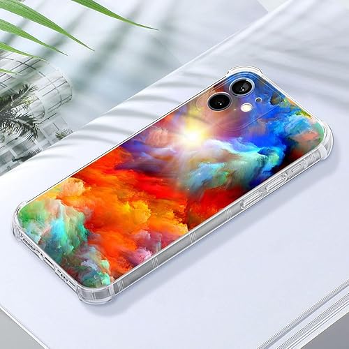 Miniatura 7 de CARLOCA Funda compatible con iPhone 12 Mini, transparente con nubes irreales coloridas, diseño fresco, a prueba de golpes, protección de cuatro
