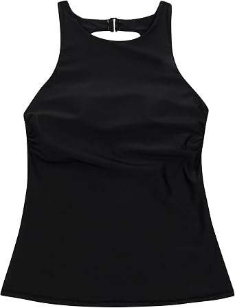 SwimZip Womens High Neck Fitted Tankini Swim Shirt - UPF 50+ Sun Protection