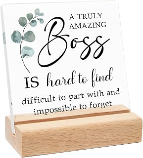 Appreciation Gift,Thank You Gifts for Boss,Leaving Going Away Gifts for Women,Encouragement Décor for Desk Cubicle Home Office,A Truly Amazing Boss is Hard To Find Sign Green Design（boss02）
