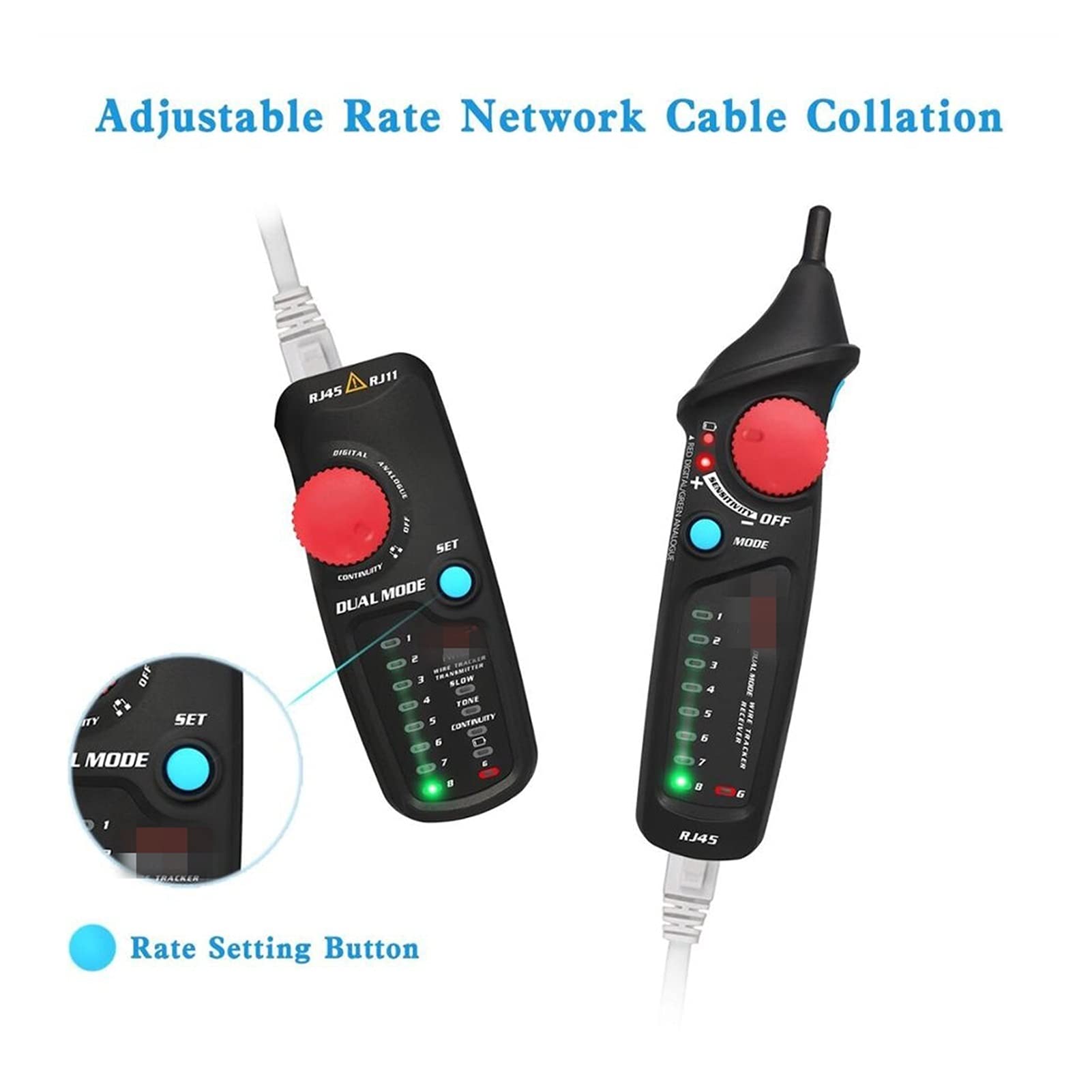 Detector de pared, Rastreador de cable de red FWT Serie RJ11 / RJ45 / CAT5 / CAT6 Tonelador de teléfono TRACER TONER Ethernet LAN Finder de la línea del detector del probador(82 Digital-Analog)