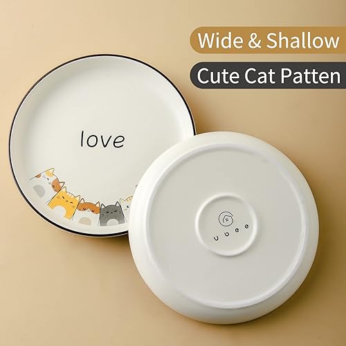 Miniatura 2 de UBEE Cuencos de cerámica para gatos con bonito patrón de gato  Cuenco para gatos de 6.2 pulgadas apto para bigotes y platos para gatos poco