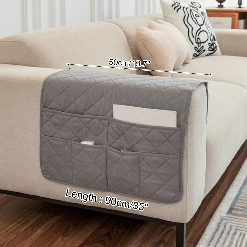 SYSOV Organiseur d'accoudoir de canapé, support de télécommande pour canapé inclinable, panier avec 6 poches pour magazines, tablette, téléphone, iPad