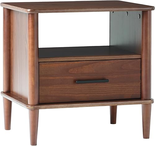 Walker Edison Moderna mesita de noche con 1 cajón, 20 pulgadas, nogal de 20 pulgadas