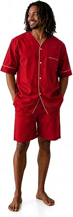 Up2date Fashion Mens Woven S/S Pajama Set with Shorts